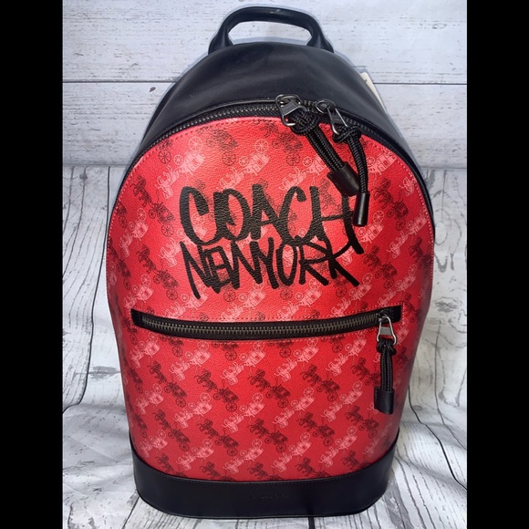 red men's coach backpack